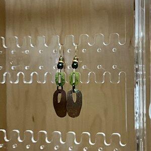Green and Brown Dangle Earrings